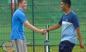 Alfie Kingham and Jarnel Dhillon shaking hands