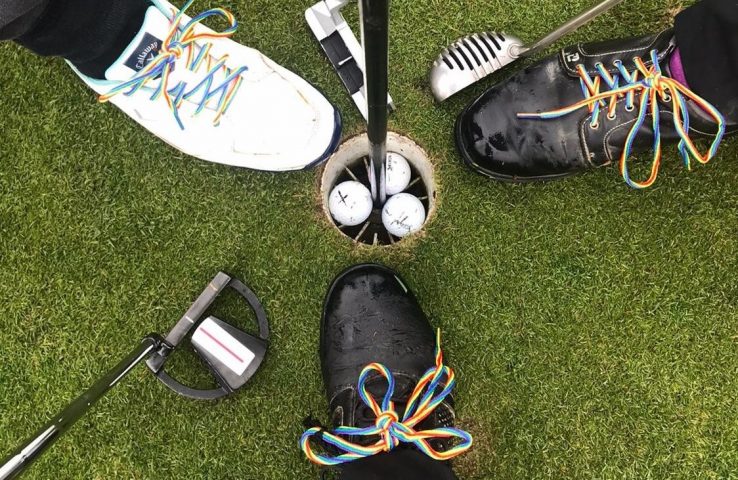 Golf and shoes with rainbow laces