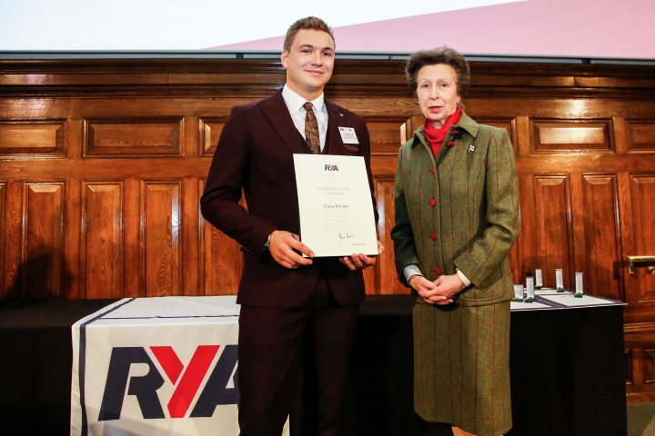 Lucas Barrow receiving an RYA Youth Award 