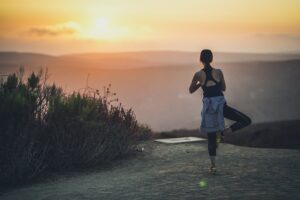 yoga at sunset