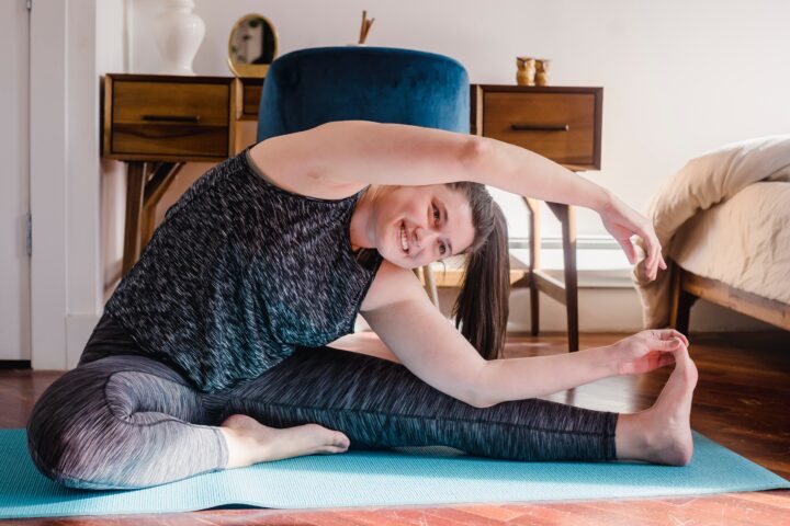 Woman doing stretches.